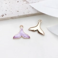Purple enamel whale tail pendant with gold plating for DIY jewelry and necklaces - Mermaid Tail (15x17mm)