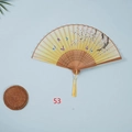 Japanese style folding fan with butterfly plum pattern and yellow tassel - Carbonized Ribs Style 53