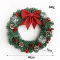 40cm Artificial Christmas wreath with red bow, pine cones and berries on white background - 40CM Style A