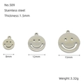 Tre ciondoli a forma di smiley in acciaio inox argento, misure 8mm, 12mm, 15mm - 8mm / Stile Faccina Sorridente (ZYS509) / Argento