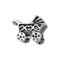 Tibetan silver alloy baby stroller charm bead with heart patterns for DIY jewelry - Baby Stroller 13x10mm