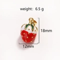 Ciondolo fragola in smalto rosso con bordi dorati e zirconi, altezza 18 mm, donna - Ciondolo Fragola Rosso E Bianco Smaltato(11)