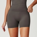 Seamless high-waisted charcoal grey yoga shorts with tight-fit body sculpting design - Steel Gray