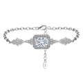 Detail view of S925 sterling silver stamp and sparkling white zircon setting on the chain - Lzb04-p For Sale