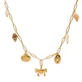 Gouden paperclip ketting met metalen krabben, schelpen en natuurlijke zeeslakken charms - Goud (KD1695)