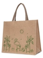 Eco-friendly natural jute tote bag with summer beach flamingo print and rope handles - Tropical Summer Flamingo Print