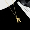 Elegant gold-plated S925 silver necklace with sparkling capital letter R pendant - Letter R