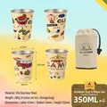 Outdoor 4-delige campingbeker set van crèmegeel 304 roestvrij staal met opbergzakje erbij - Artiesteneditie 4-delige Set (304 Roestvrij Staal/Met Tas)