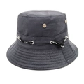 Detail of dark grey bucket hat with metal eyelets and adjustable SPORT cord - M (56-58cm) / Dark Gray