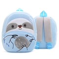 Cute sky blue plush sloth backpack for kids with adjustable straps and embroidery - Sloth