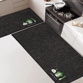 Dark gray anti-slip kitchen floor mat set with cartoon vegetable patterns, 2 pieces - 40x90cm / Loop Pile - Vegetable Family