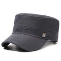 Berretto militare da uomo grigio scuro in cotone twill con fibbia in metallo - Regolabile / Grigio