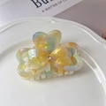Chic heart acetate claw clip with marble pattern and small rhinestone detail - 7# Iridescent Yellow