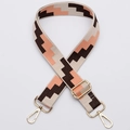 Adjustable geometric chevron strap in beige and coral with gold metal hooks - No. 323 / Gold