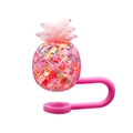Roze ananas rietje hoes met glitter lovertjes voor 10mm bekers en Stanley tumblers - Ananas Rood