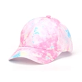 Pink tie-dye baseball cap with colorful tropical pattern and curved brim sun protection - Light Pastel Pink and Yellow Tie-Dye Style (14#)