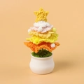Handmade crochet Christmas tree potted plant in yellow pink and orange yarn with star - Mengsi Christmas Tree Potted Plant - Gradient Yellow (Decorated)