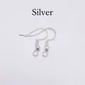 Detailed view of silver stainless steel earring hooks with bead and spring coil for DIY jewelry - Silver