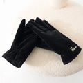 Men's black winter riding gloves with thick fleece lining for thermal windproof protection - One Size / Black