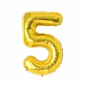 Glossy golden number 5 foil balloon for birthday and party decorations on white background - 40 Inch Number 5-Gold