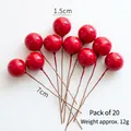 Artificial red berries set of 20 pieces for Christmas DIY wreaths and decor 1.5cm size - 1.5cm Red Berries (20 Pcs)