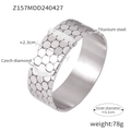 Silver titanium steel wide bangle with hexagonal honeycomb patterns and crystal inlay - Z157-Honeycomb Texture Zirconia-Steel Color