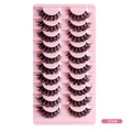 10 pairs of Russian curl false eyelashes with thick cross design and light pink tray - Russian Long Voluminous Style (CD09)