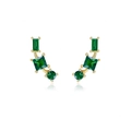 Three-layer gold earrings with green cubic zirconia crystals and s925 silver needles - Gold Style 7-Green Geometric
