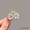 Mini gold bow hair claw clip with white pearls, size 2.7x2.5cm elegant hair accessory - 6# Hollow Pearl Butterfly