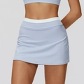 Gonna-pantalone sportiva azzurra a vita alta con fascia bianca a coste per tennis - Blu Nebbia