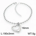 Silver bead chain bracelet with hollow heart pendant and lobster clasp length 190mm - Silver Color Bracelet (KB167245-Z)