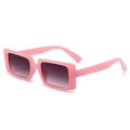 Chic pink square frame sunglasses with purple gradient lenses for high-end fashion styling - Jelly Pink Frame Gradient Grey Lens