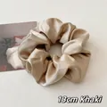 Oversized apricot silk satin scrunchie with French vintage ruffle design, 13cm diameter - 13cm / Apricot