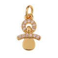 Colgante de chupete dorado con circonitas micro-pavé para creación de joyas DIY - Chupete