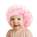 Cuffia da notte in raso di seta rosa per neonati con decorazione fiocco elegante - Taglia unica / Champagne