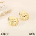 Minimalist golden stainless steel geometric petal earrings with textured relief design - Style H-Geometric Petal (KE114106-KFC)