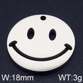 Pendentif smiley en acier inoxydable poli, diamètre 18 mm, poids 3 g, couleur argent - 18mm / Argent(KLJ6098-Z)