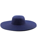 Detailed view of spiral woven texture on a 13cm wide brim navy blue straw sun hat - M (56-58cm) / Navy Blue