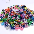 Mix of colorful flat round resin evil eye beads for DIY jewelry making and bracelets - Multicolor