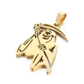 Collana hip hop con falce di morte in acciaio inossidabile dorato lucido - Solo Ciondolo Oro (KP100678-WGDYI)