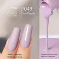 Taro Purple gel nail polish F049 showing matte and glossy finish on fingers - F049 Taro Purple