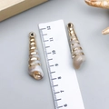 Acrylic conch shell pendant with spiral gold metal wrapping for DIY jewelry making - Electroplated Gold Cream Acrylic Conch 37x10x10mm (23610)