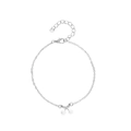 Cavigliera d'argento con ciondolo a ciliegia e perle finte bianche eleganti - Ciliegia Argento Lucido