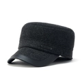 Winter-Flatcap aus Wolle mit Lederkante und warmem Ohrenschutz für Herren - Grau