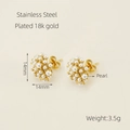 Orecchini a lobo vintage in acciaio inossidabile placcato oro 18k con perle, 14mm - Oro 18K / Oro