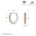 Detailed dimensions of 925 sterling silver hoop earrings with yellow cubic zirconia stones - 925 Silver / 925 Silver White Gold Plated - Deep Golden Yellow