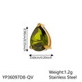 Dark green teardrop zircon pendant in gold stainless steel, 0.90cm by 0.60cm size - August Light Green / Gold
