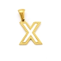Letter X gold pendant with beaded edge and white enamel inlay for women's necklace - Letter X (Single Pendant)