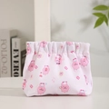 Pink cartoon pig waterproof mini makeup bag with squeeze top for lipsticks - Drawstring Style / Piggy Cartoon