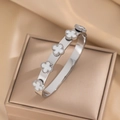 182 Silver & White Clover Bangle